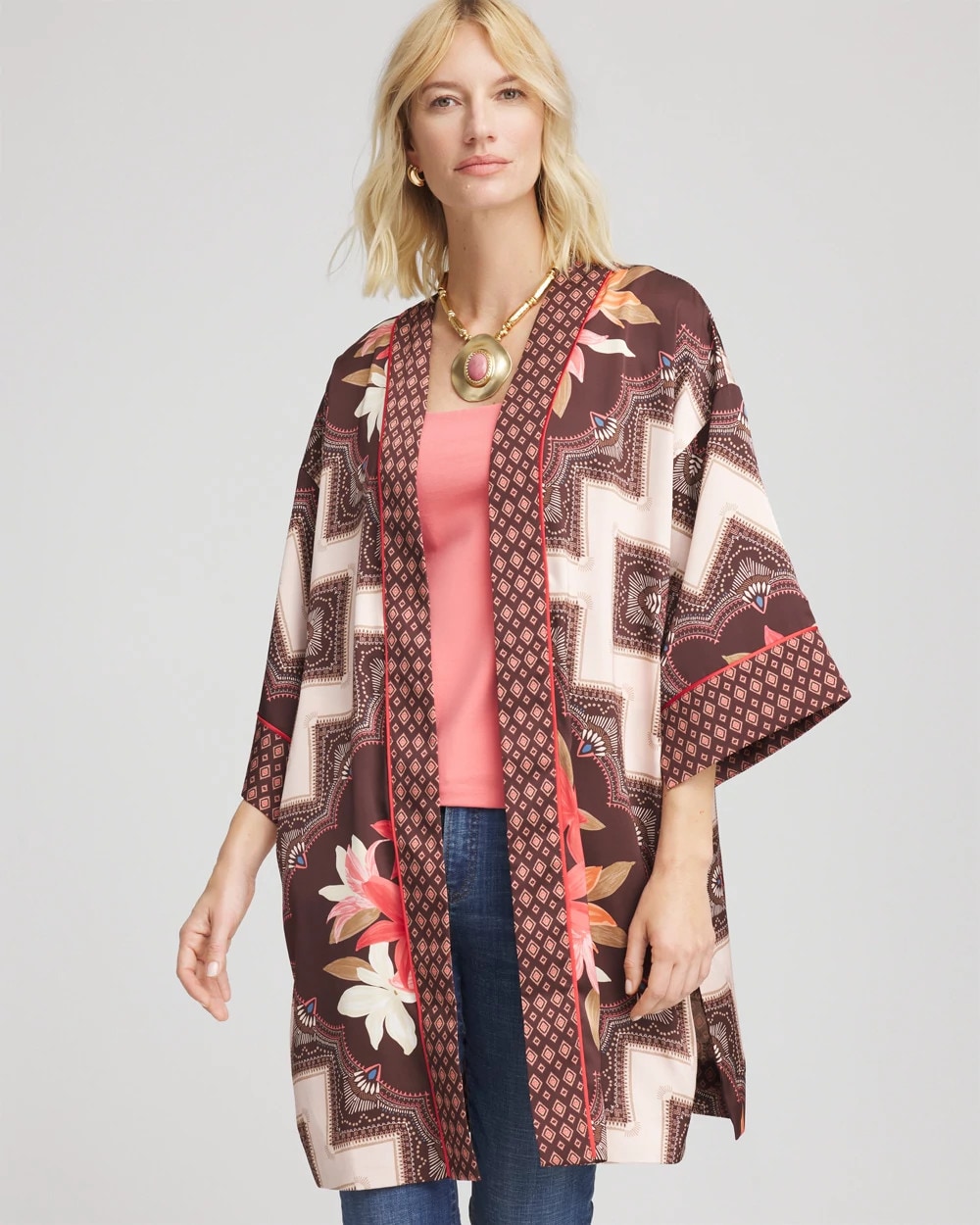 Long Mixed-Print Kimono | Chico's